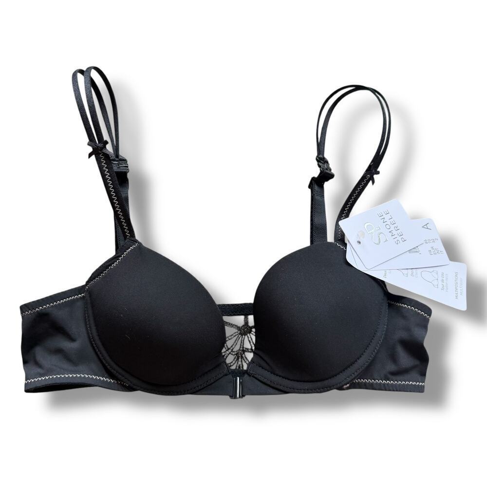 Simone Perele NWT 32A Black Convertible Multi-way Bra Halter Underwired NEW Lace